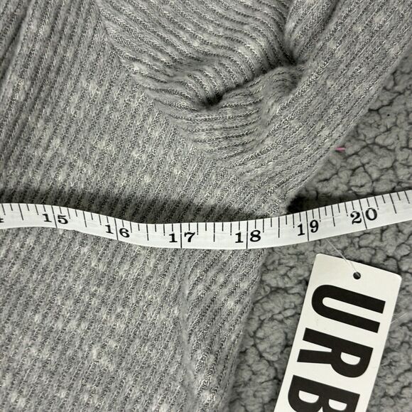 URBAN OUTFITTERS Ribbed Soft Surplice Faux Wrap Dress Womens XL Gray Long Sleeve - Picture 6 of 16